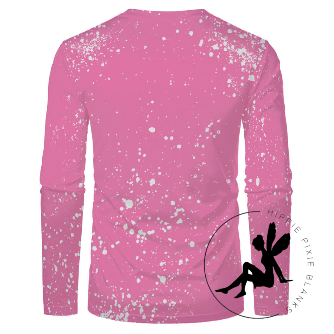 Pink Faux Bleach Long Sleeve