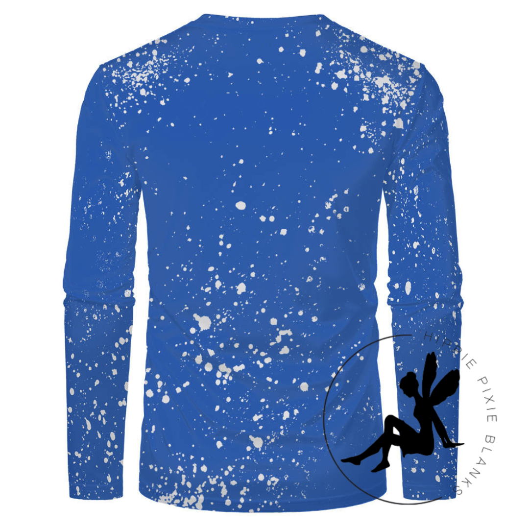 Blue Faux Bleach Long Sleeve